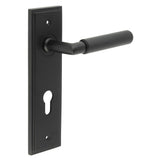 High quality image of Burlington - Piccadilly Door Handle Din Euro Backplate Matt Black Sku. BUR40KIT337