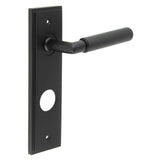 High quality image of Burlington - Piccadilly Door Handle Din Bathroom Backplate Matt Black Sku. BUR40KIT338