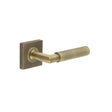 High quality image of Burlington - Piccadilly Door Handle on Square Plain Rose Antique Brass Sku. BUR40KIT6