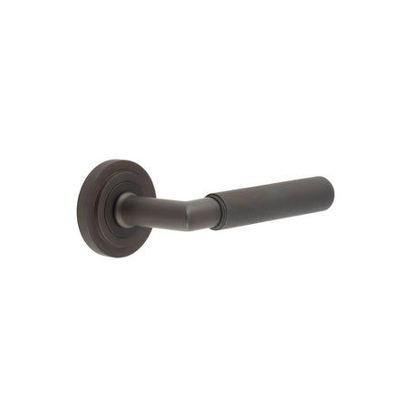 High quality image of Burlington - Piccadilly Door Handle on Stepped Rose Dark Bronze Sku. BUR40KIT81