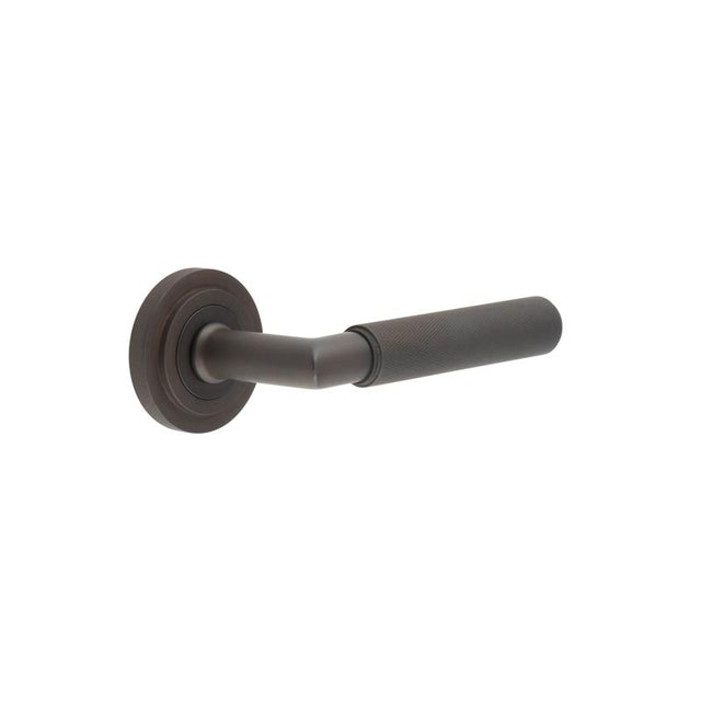 High quality image of Burlington - Piccadilly Door Handle on Stepped Rose Dark Bronze Sku. BUR40KIT81