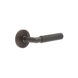 High quality image of Burlington - Piccadilly Door Handle on Reeded Rose Dark Bronze Sku. BUR40KIT82