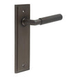 High quality image of Burlington - Piccadilly Door Handle Latch Backplate Dark Bronze Sku. BUR40KIT86