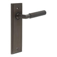 This is an image showing the Frelan - Piccadilly Door Handle Latch Backplate Dark Bronze available to order from Trade Door Handles in Kendal