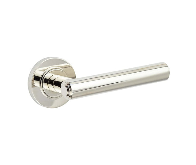 This is an image showing the Frelan - Richmond Door Handles Plain Rose Polished Nickel available to order from Trade Door Handles in Kendal