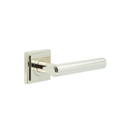 This is an image showing the Frelan - Richmond Door Handles Square Stepped Polished Nickel available to order from Trade Door Handles in Kendal