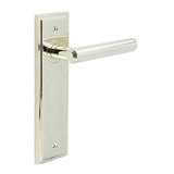 High quality image of Burlington - Richmond Door Handle Latch Backplate Polished Nickel Sku. BUR45KIT164