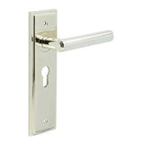 High quality image of Burlington - Richmond Door Handle Euro Backplate Polished Nickel Sku. BUR45KIT167