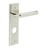 High quality image of Burlington - Richmond Door Handle Din Bathroom Backplate Polished Nickel Sku. BUR45KIT169
