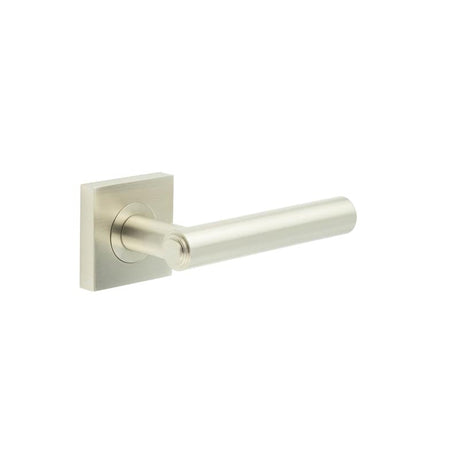 This is an image showing the Frelan - Richmond Door Handles Square Plain Satin Nickel available to order from Trade Door Handles in Kendal