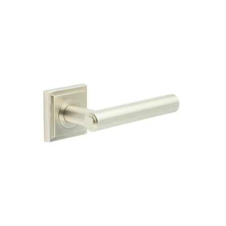 This is an image showing the Frelan - Richmond Door Handles Square Stepped Satin Nickel available to order from Trade Door Handles in Kendal