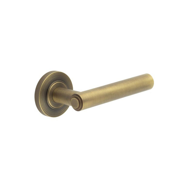 High quality image of Burlington - Richmond Door Handles Knurled Rose Antique Brass Sku. BUR45KIT5