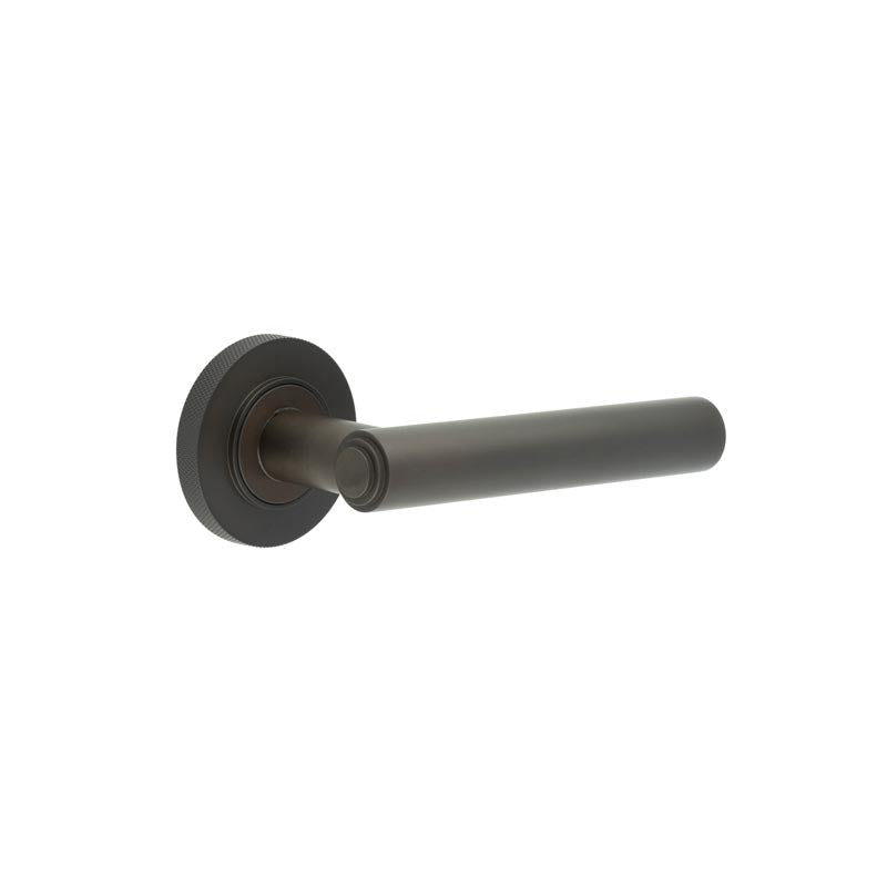 High quality image of Burlington - Richmond Door Handles Knurled Rose Dark Bronze Sku. BUR45KIT83
