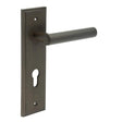 High quality image of Burlington - Richmond Door Handle Din Euro Backplate Dark Bronze Sku. BUR45KIT90