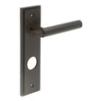 High quality image of Burlington - Richmond Door Handle Din Bathroom Backplate Dark Bronze Sku. BUR45KIT91