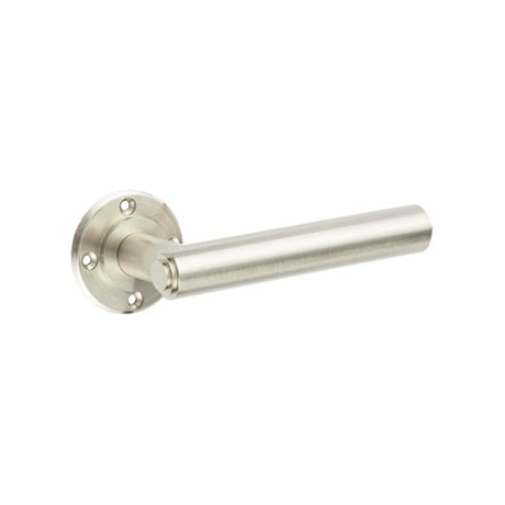 This is an image showing the Burlington - Richmond Satin Nickel Lever on Rose Door Handle - Roses Sold Separa available to order from Trade Door Handles in Kendal