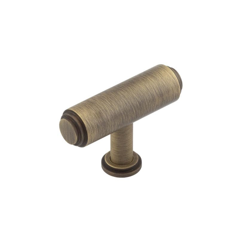 High quality image of Burlington - Belgrave T Bar Stepped Cupboard Knobs Antique Brass Sku. BUR502AB