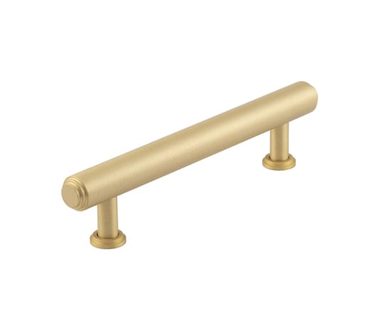 This is an image showing the Burlington - Belgrave Cabinet Handle 128mm CTC - Satin Brass available to order from Trade Door Handles in Kendal