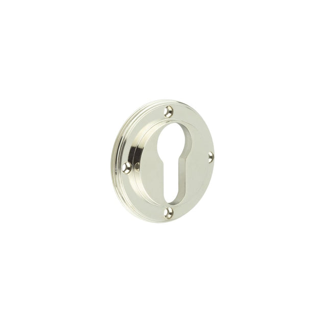 This is an image showing the Burlington - inner escutcheon euro - Polished Nickel available to order from Trade Door Handles in Kendal