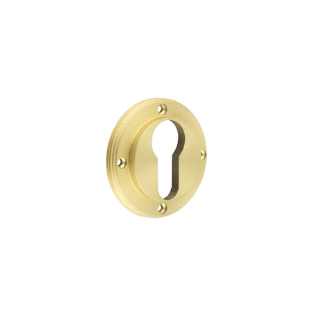 This is an image showing the Burlington - inner escutcheon euro - Satin Brass available to order from Trade Door Handles in Kendal