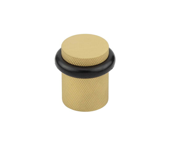 High quality image of Burlington - Knurled Floor Mounted Doorstops 40mm Dia Satin Brass Sku. BUR964SB
