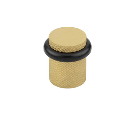 High quality image of Burlington - Knurled Floor Mounted Doorstops 40mm Dia Satin Brass Sku. BUR964SB
