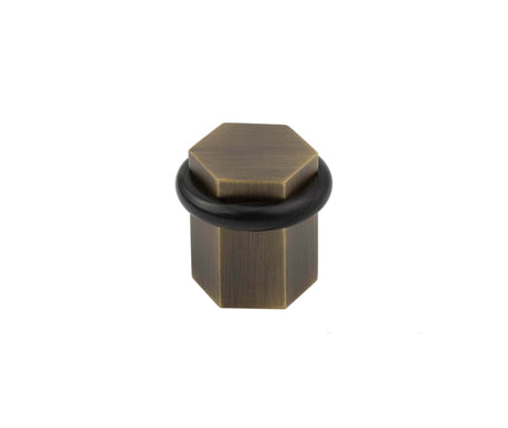 High quality image of Burlington - Hexagonal Floor Mounted Doorstops Antique Brass Sku. BUR965AB