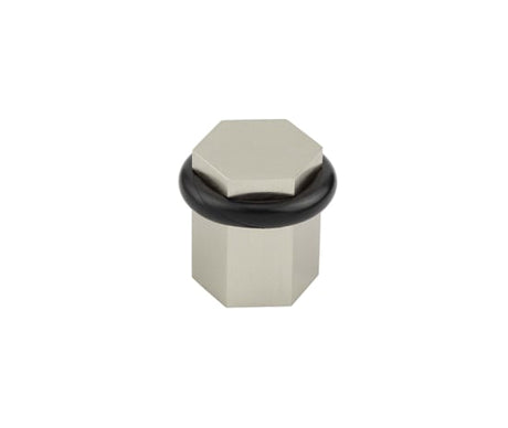 High quality image of Burlington - Hexagonal Floor Mounted Doorstops Satin Nickel Sku. BUR965SN