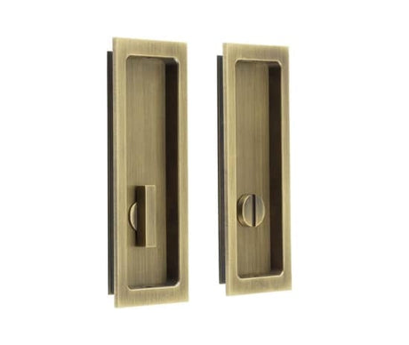 Frelan Hardware Door Furniture Antique Brass / Flush Handle / Rectangular Burlington - 150x55x3mm AB rectangular WC flush pull set