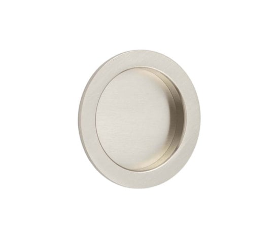 Frelan Hardware Door Furniture Satin Nickel / Flush Handle / Round Burlington - 65x12x3mm SN round concealed flush pull
