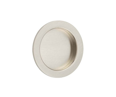 Frelan Hardware Door Furniture Satin Nickel / Flush Handle / Round Burlington - 65x12x3mm SN round concealed flush pull