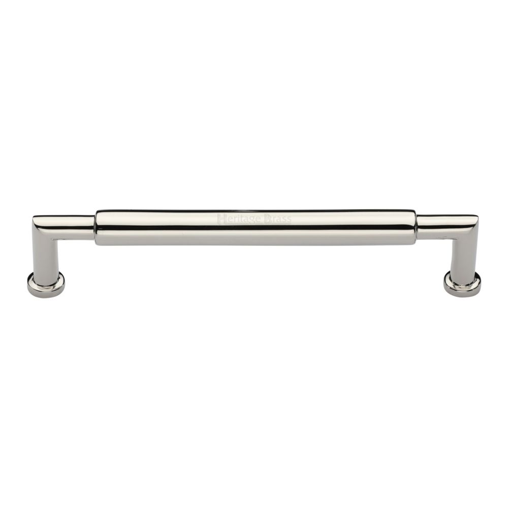High quality image of Heritage Brass - Cabinet Pull Bauhaus Round Design 203mm CTC Polished Nickel Finish | Sku. c0319-203-pnf | Trade Door Handles, Kendal.