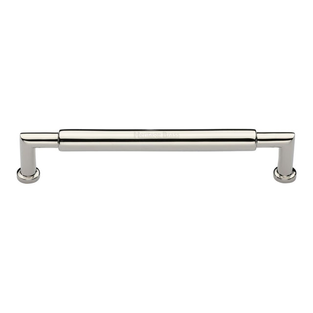 High quality image of Heritage Brass - Cabinet Pull Bauhaus Round Design 203mm CTC Polished Nickel Finish | Sku. c0319-203-pnf | Trade Door Handles, Kendal.