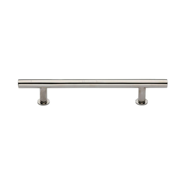 High quality image of Heritage Brass - Cabinet Pull T-Bar Design with 16mm Rose 160mm CTC Polished Nickel | Sku. c0362-160-pnf | Trade Door Handles, Kendal.
