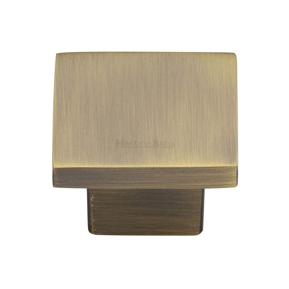 High quality image of Heritage Brass - Cabinet Knob Classic Square Design 40mm Antique Brass Finish | Sku. c1254-40-at | Trade Door Handles, Kendal.