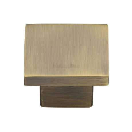 High quality image of Heritage Brass - Cabinet Knob Classic Square Design 40mm Antique Brass Finish | Sku. c1254-40-at | Trade Door Handles, Kendal.