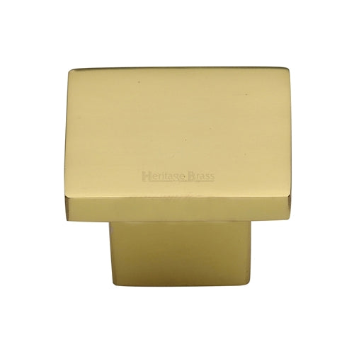 Heritage Brass Cabinet Knob Classic Square Design 40mm Unlacquered Polished Brass Finish