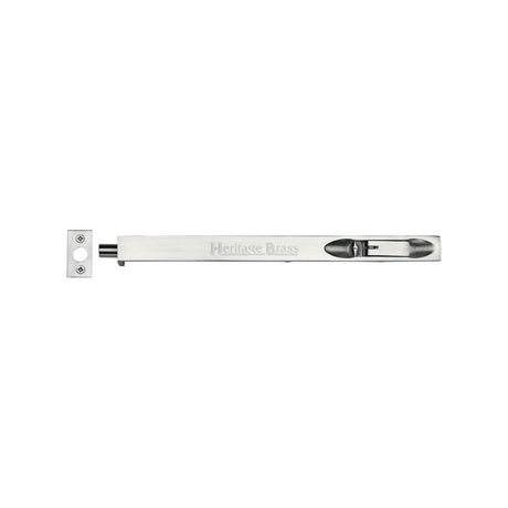 High quality image of Heritage Brass - Door Bolt Flush Fitting 10" x .3/4" Satin Chrome Finish | Sku. c1680-10-sc | Trade Door Handles, Kendal.