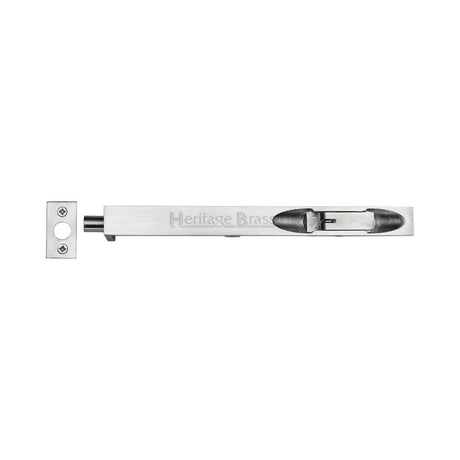 High quality image of Heritage Brass - Door Bolt Flush Fitting 8" x .3/4" Satin Chrome Finish | Sku. c1680-8-sc | Trade Door Handles, Kendal.