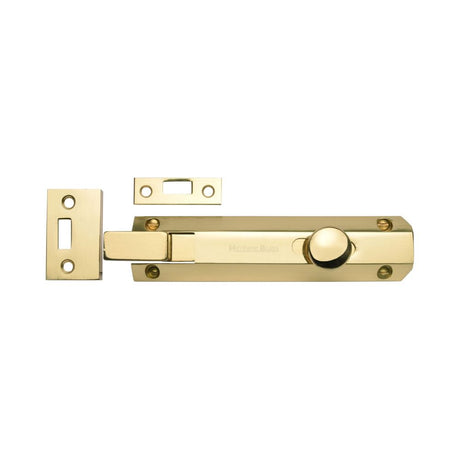 High quality image of Heritage Brass - Door Bolt Necked Flat 6" Polished Brass Finish | Sku. c1694-6-pb | Trade Door Handles, Kendal.