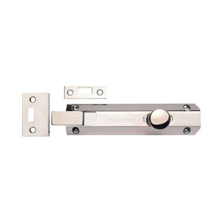 High quality image of Heritage Brass - Door Bolt Necked Flat 6" Polished Nickel Finish | Sku. c1694-6-pnf | Trade Door Handles, Kendal.