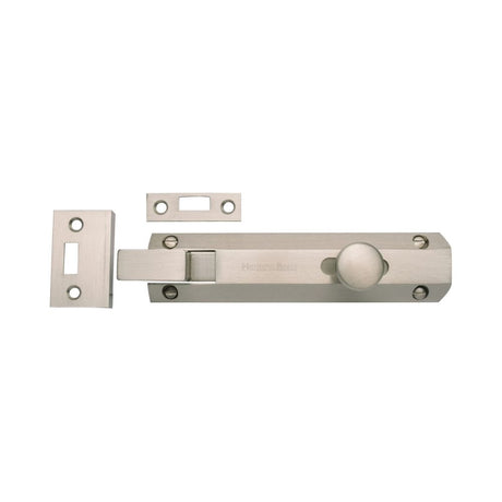High quality image of Heritage Brass - Door Bolt Necked Flat 6" Satin Nickel Finish | Sku. c1694-6-sn | Trade Door Handles, Kendal.