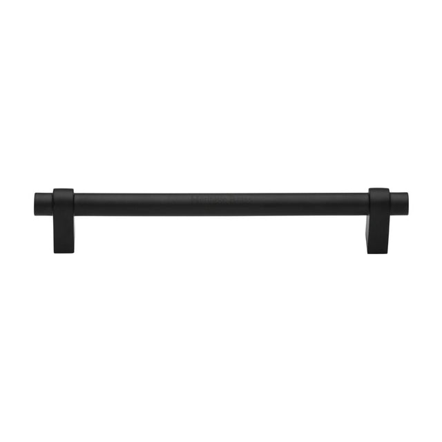 High quality image of Heritage Brass - Cabinet Pull Industrial Design 192mm CTC Matt Black Finish | Sku. c2480-192-bkmt | Trade Door Handles, Kendal.