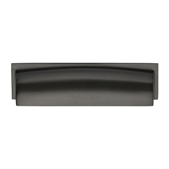 High quality image of Heritage Brass - Drawer Cup Pull Shropshire Design 152mm CTC Matt Bronze Finish | Sku. c2765-152-mb | Trade Door Handles, Kendal.