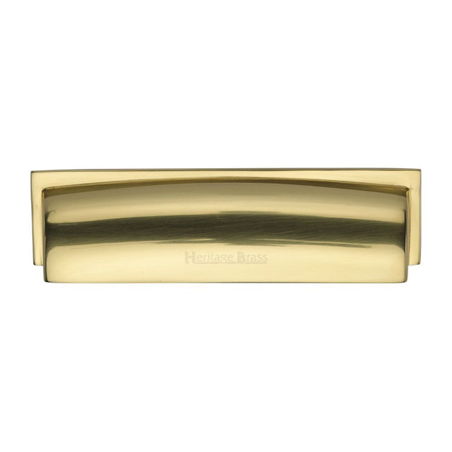 High quality image of Heritage Brass - Drawer Cup Pull Shropshire Design 152mm CTC Polished Brass Finish | Sku. c2765-152-pb | Trade Door Handles, Kendal.