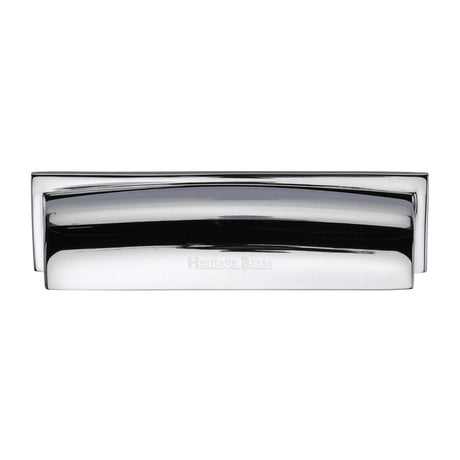High quality image of Heritage Brass - Drawer Cup Pull Shropshire Design 152mm CTC Polished Chrome Finish | Sku. c2765-152-pc | Trade Door Handles, Kendal.