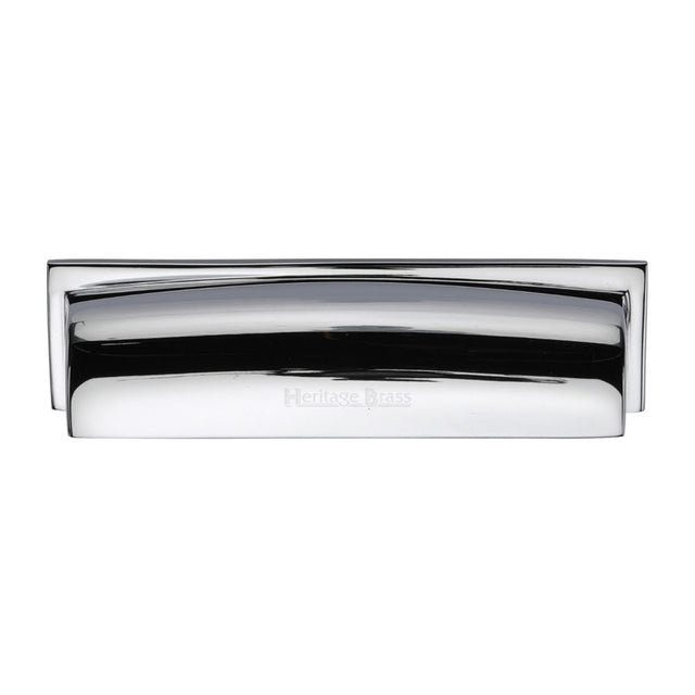 High quality image of Heritage Brass - Drawer Cup Pull Shropshire Design 152mm CTC Polished Chrome Finish | Sku. c2765-152-pc | Trade Door Handles, Kendal.