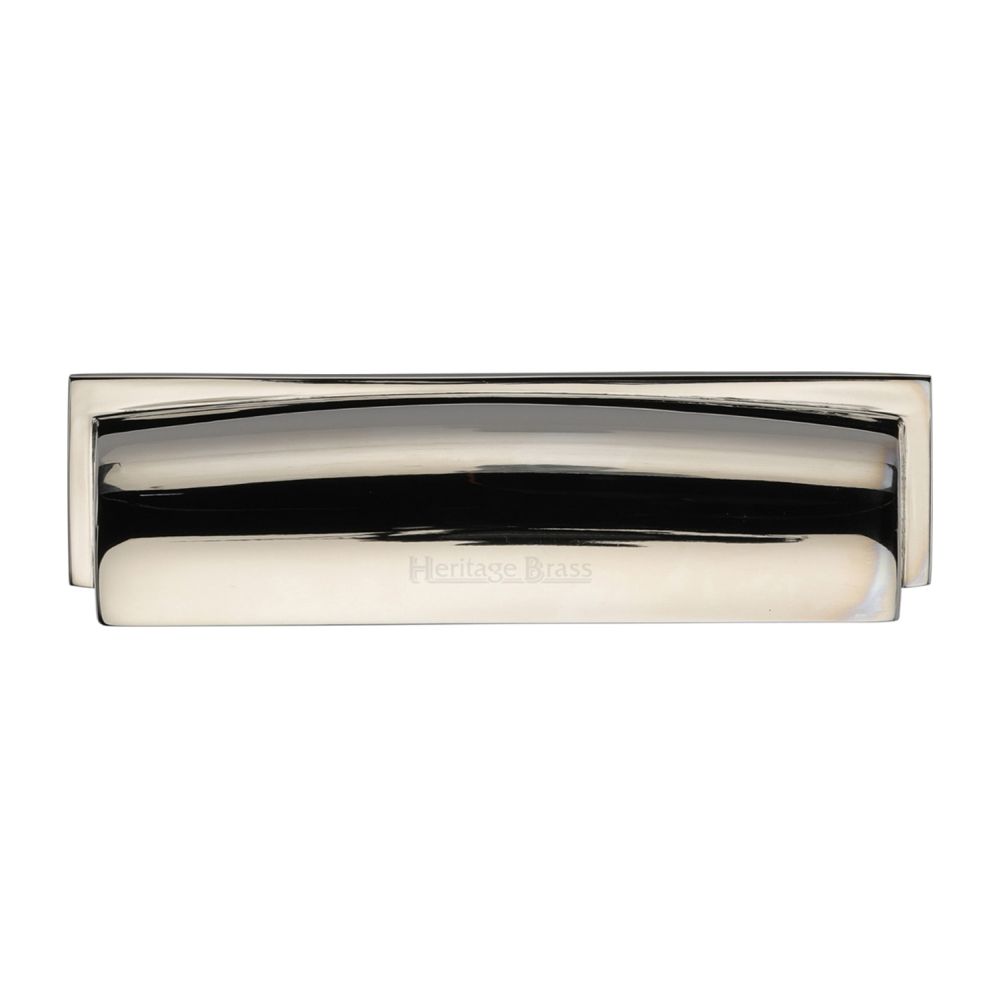 High quality image of Heritage Brass - Drawer Cup Pull Shropshire Design 152mm CTC Polished Nickel Finish | Sku. c2765-152-pnf | Trade Door Handles, Kendal.