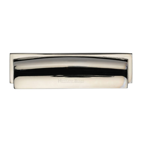 High quality image of Heritage Brass - Drawer Cup Pull Shropshire Design 152mm CTC Polished Nickel Finish | Sku. c2765-152-pnf | Trade Door Handles, Kendal.