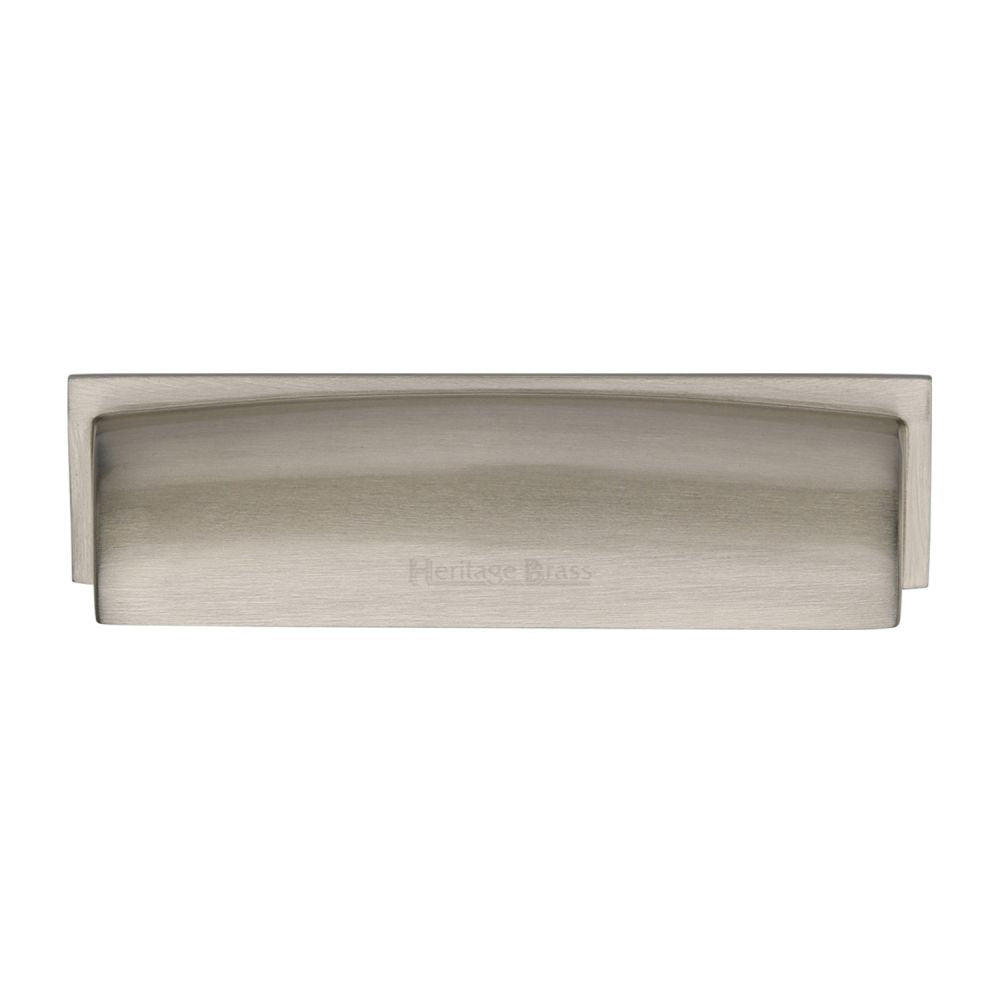 High quality image of Heritage Brass - Drawer Cup Pull Shropshire Design 152mm CTC Satin Nickel Finish | Sku. c2765-152-sn | Trade Door Handles, Kendal.